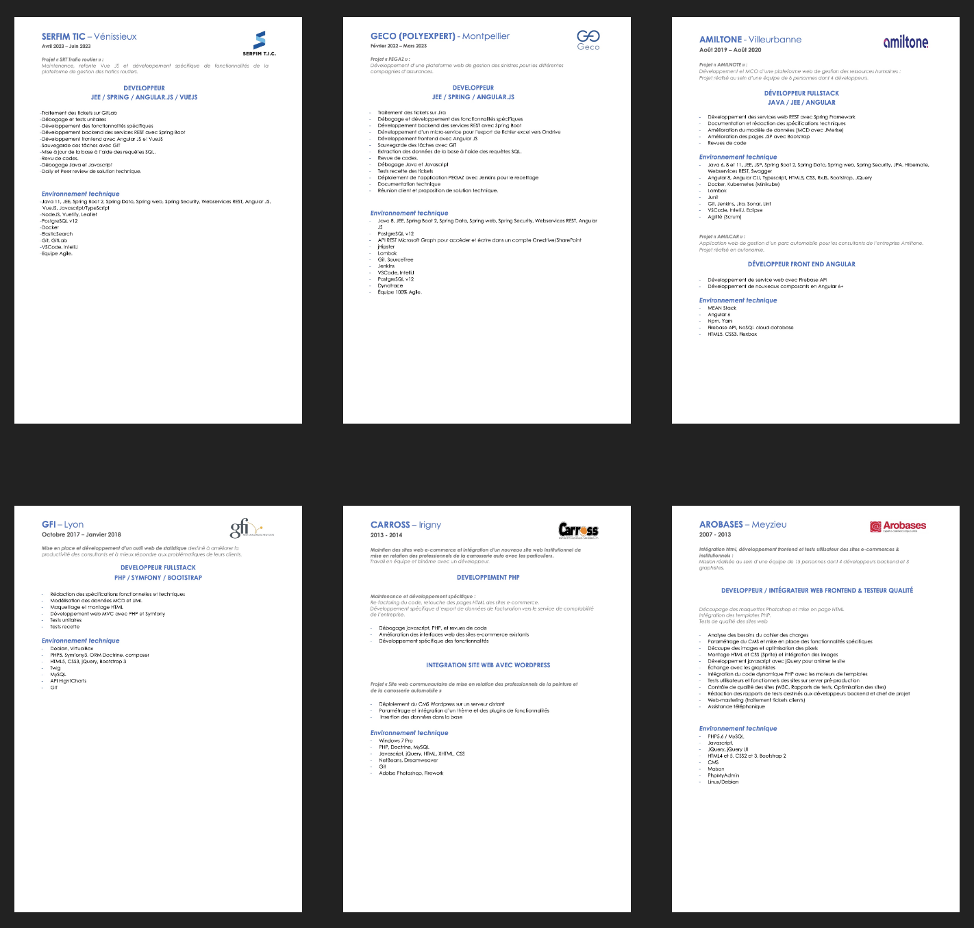 Missions en entreprises